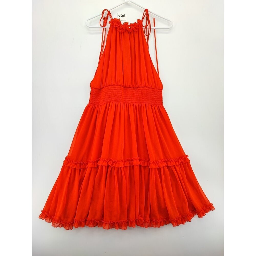 Banana Republic Red Ruffled Halter Maxi Dress Size L